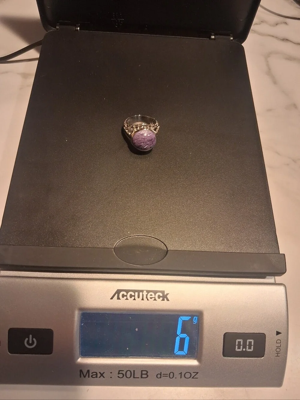 Signed Sajen 925 D'Joy Sterling Silver Ring Charoite Purple Stone Size 7